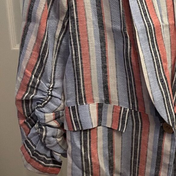 Laundry by Shelli Segal Boyfriend Blazer Linen Blend Striped Size Medium - Picture 6 of 7